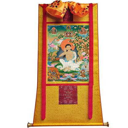 Jetsun Milarepa Thangka - Giclee Printed and Hand Framed Tibetan Art - 120cm height - gandhanra tibetan thangka art