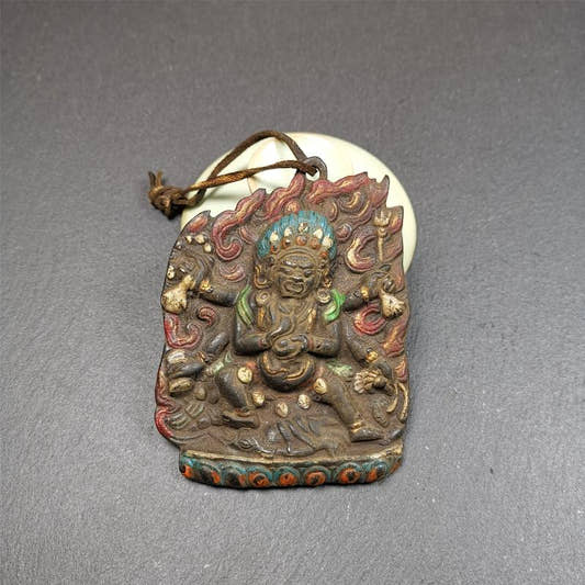 Mahakala Buddha Statue 3.55" - Tibetan Buddhist statue, front view
