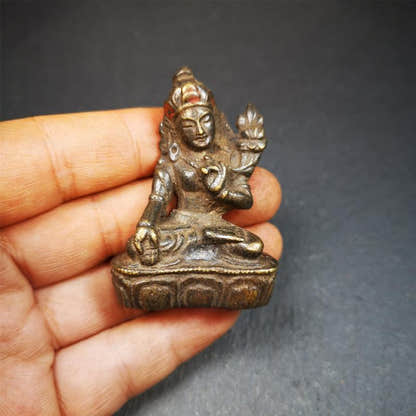 Green Tara 2.28" - Tibetan Buddhist statue, view 7