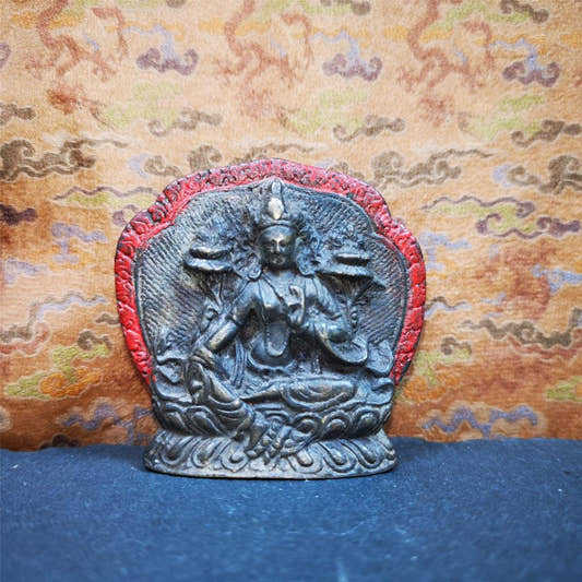 Green Tara Statue 2.16" - Tibetan Buddhist statue, front view