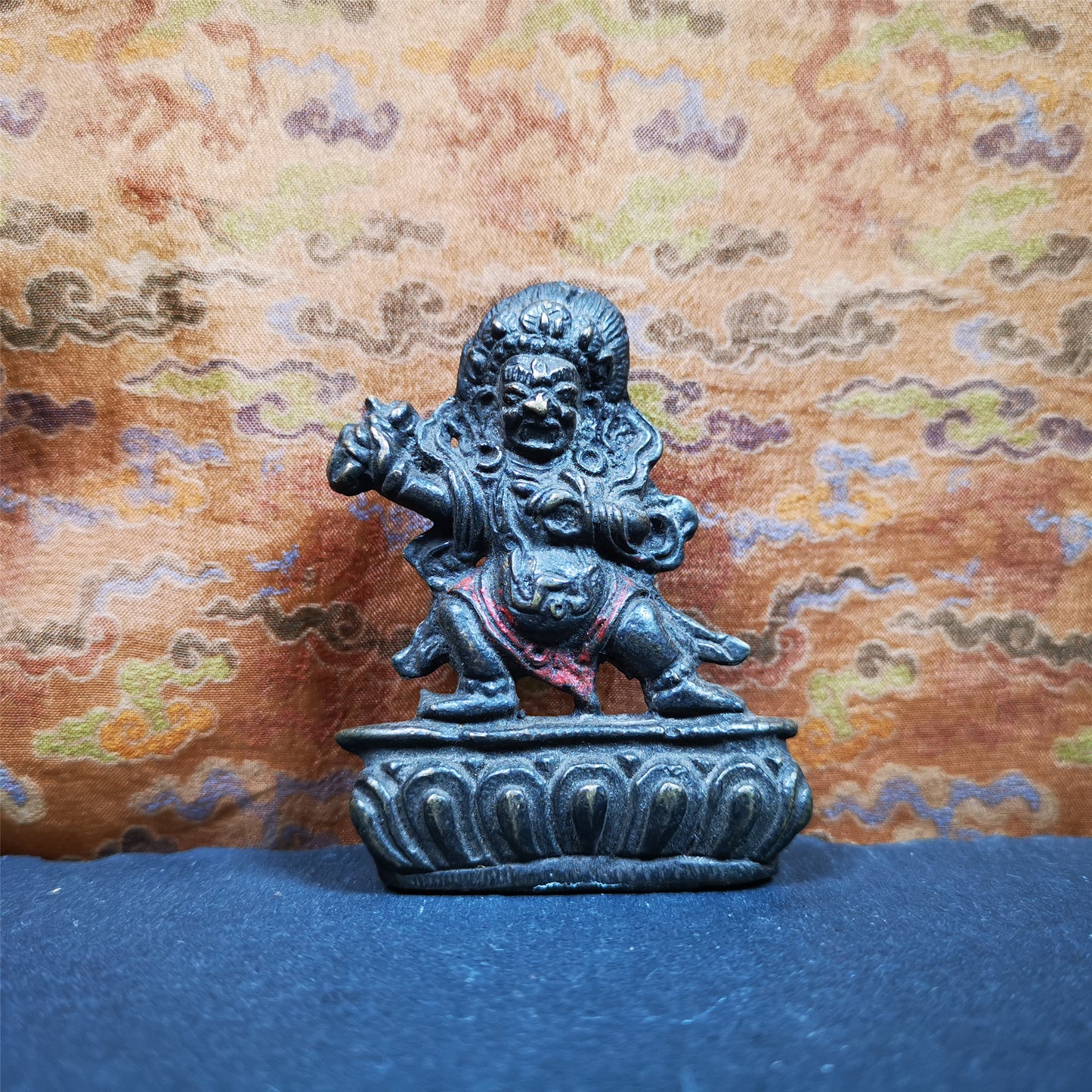 This vajrapani statue was collected from Samyé Monastray, the first monastery in Tibet,and important Nyingma monsatery. It's an old-fashioned Vajrapani statue,about 60 years old,made of copper and painted with mineral pigments,height is 2.52 inches.