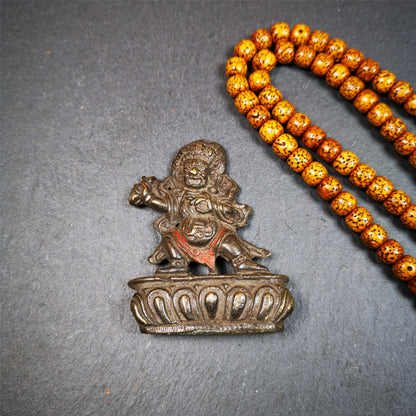 This vajrapani statue was collected from Samyé Monastray, the first monastery in Tibet,and important Nyingma monsatery. It's an old-fashioned Vajrapani statue,about 60 years old,made of copper and painted with mineral pigments,height is 2.52 inches.