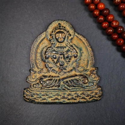 Amitayus Statue 3.1" - Tibetan Buddhist statue, detailed view