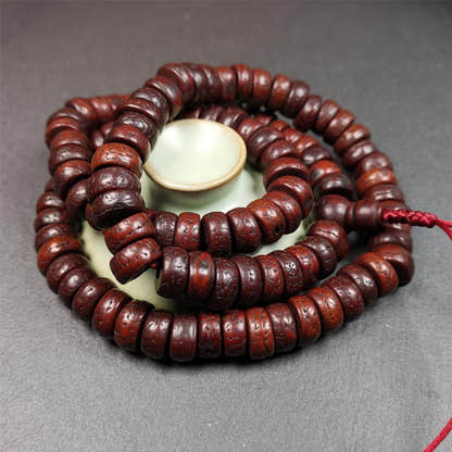 Old Bodhi Seed Mala 0.5" - Tibetan Buddhist mala beads, view 6