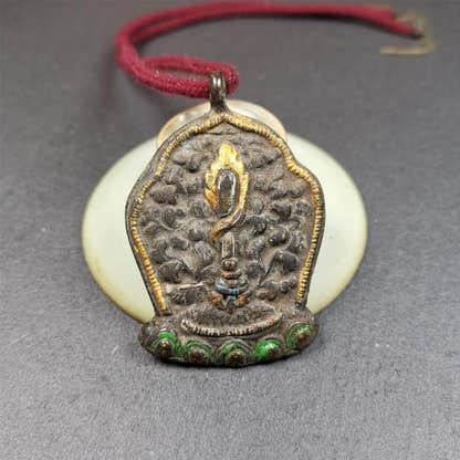 Manjusri Sword Amulet 2.2" - Tibetan Buddhist amulet, front view