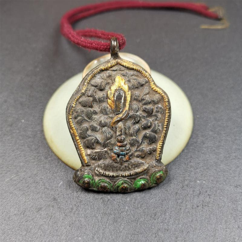 Manjusri Sword Amulet 2.2" - Tibetan Buddhist amulet, front view
