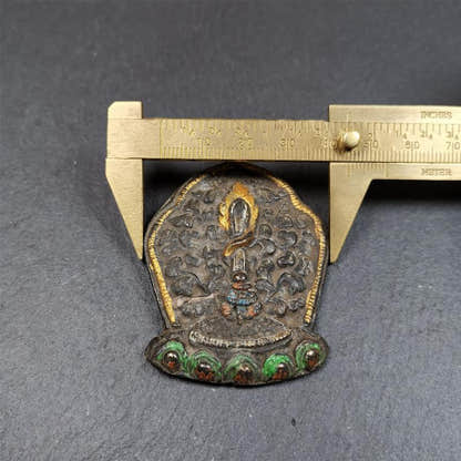 Manjusri Sword Amulet 2.2" - Tibetan Buddhist amulet, size reference