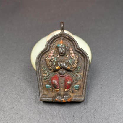Maitreya, Ajita Statue 2.95" - Tibetan Buddhist statue, front view
