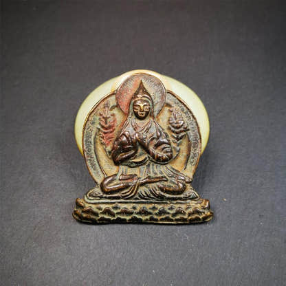 Je Tsongkhapa Statue 2.83" - Tibetan Buddhist statue, front view