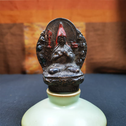 This Je Tsongkhapa statue was collected from Samye Monastray, the first monastery in Tibet,and important Nyingma monsatery. It's an old-fashioned Je Tsongkhapa statue,made of copper,painted with colors,about 60 years old. Tsongkhapa was a famous teacher of Tibetan Buddhism whose activities led to the formation of the Gelug school of Tibetan Buddhism.