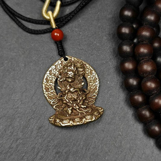 Panjaranata Mahakala Amulet Pendant - Tibetan Buddhist amulet, front view