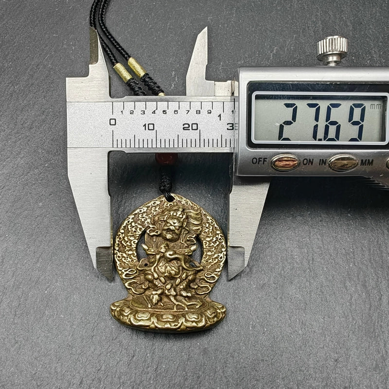 Gandhanra Antique Tibetan Buddhism Amulet Pendant,Panjaranata Mahakala,collect from Jeigu Monastery Yushu,Tibet, an amulet of old badge or pandent, made of brass,about 80 years old.