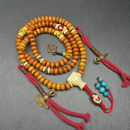 Old 8+mm 108 Lotus Seed Mala Necklace
