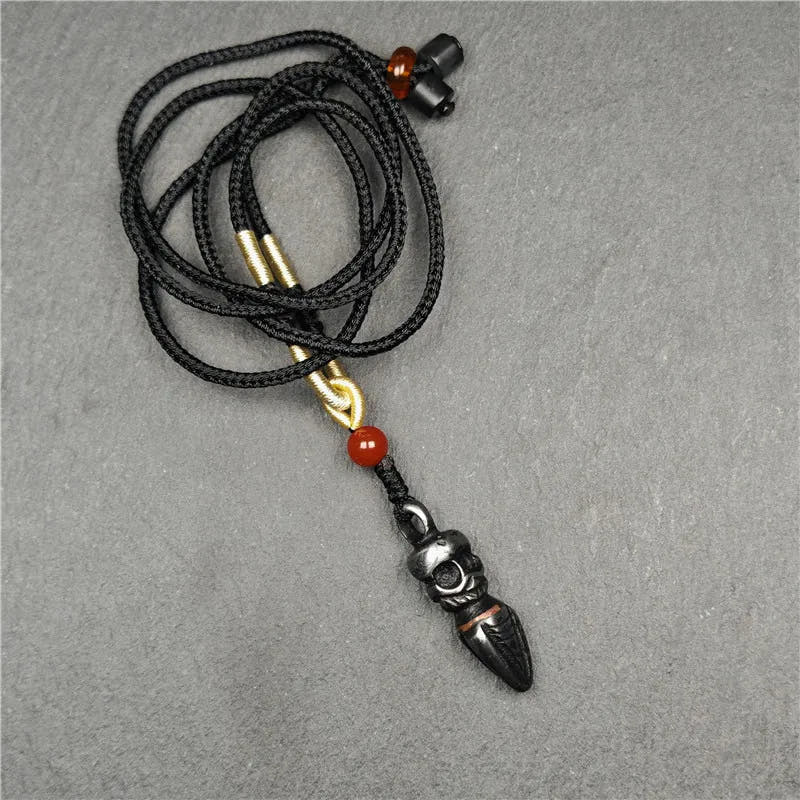 Skull Phurba 1.38" - Tibetan Buddhist art, detailed view