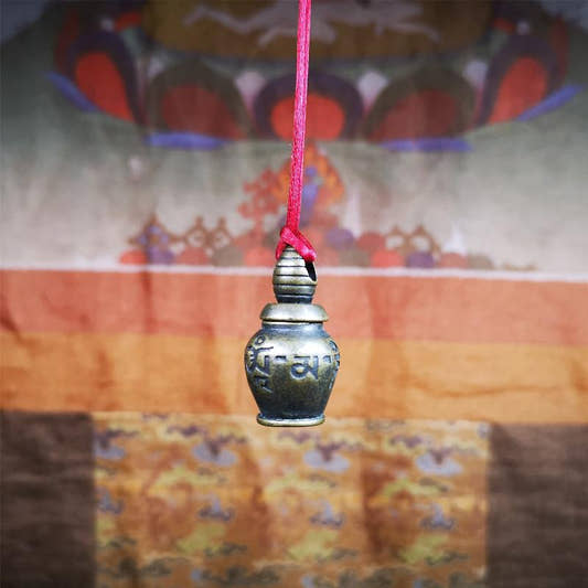 Stupa Gau Amulet 1.3" - Tibetan Buddhist amulet, front view