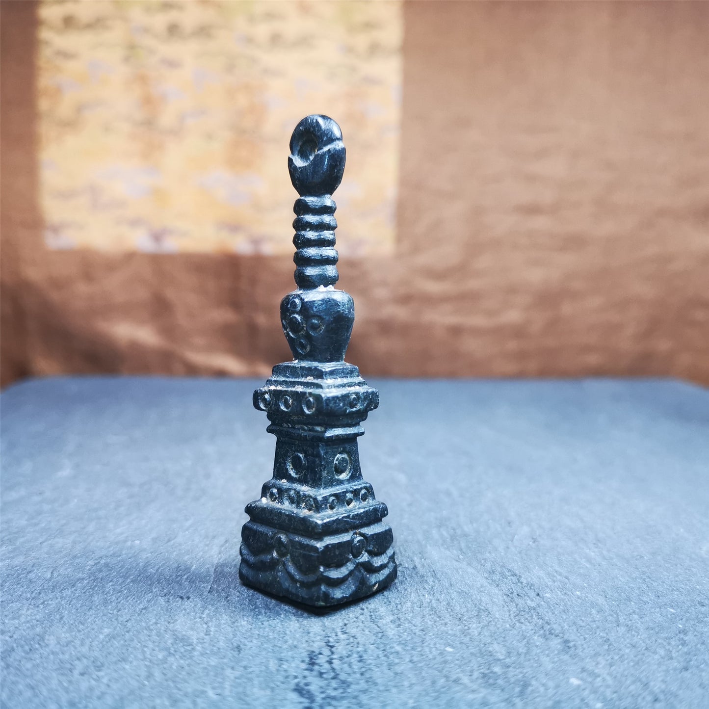 Obsidian Stupa 2.95"