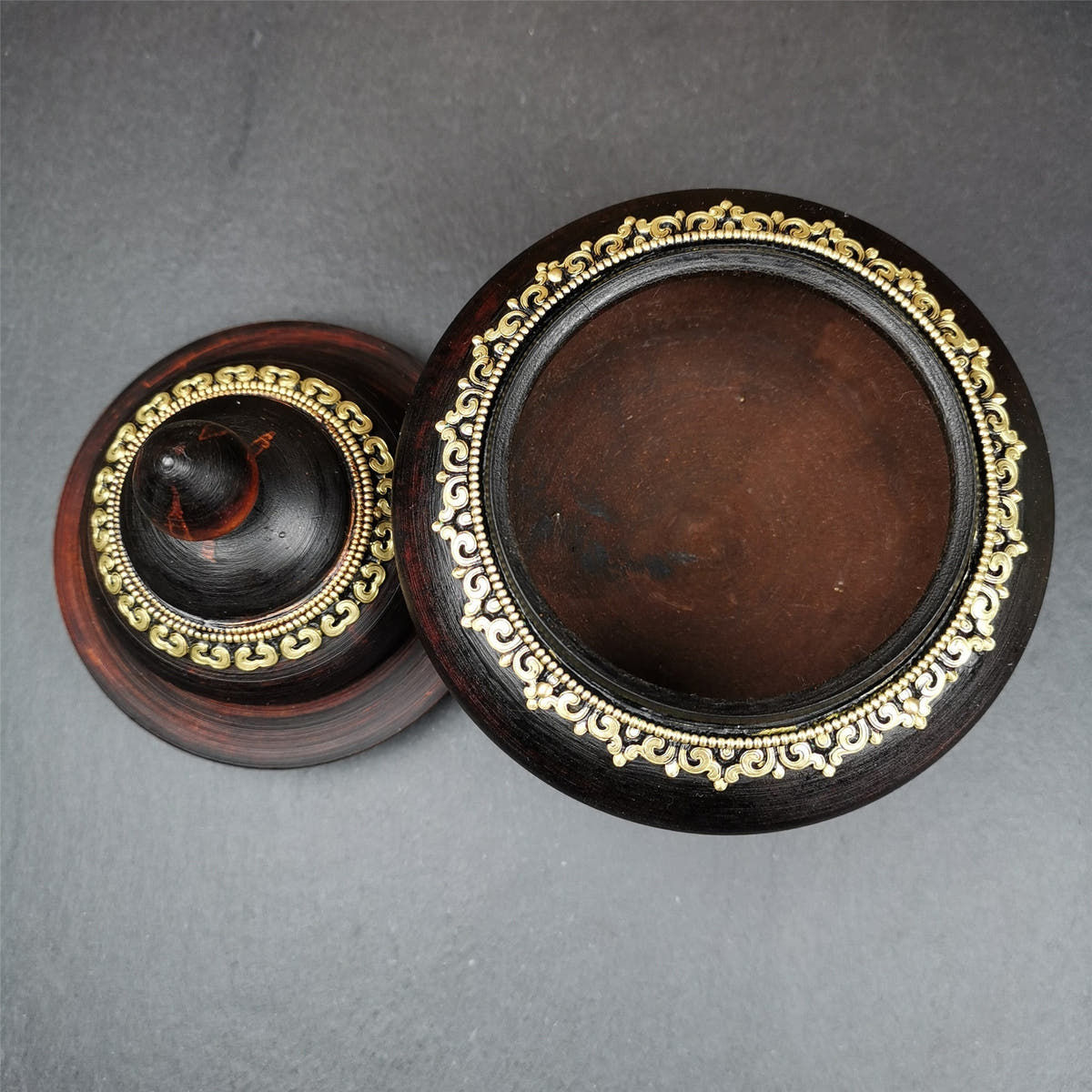 Wood Offering Bowl 6.3" - Tibetan Buddhist art, view 7