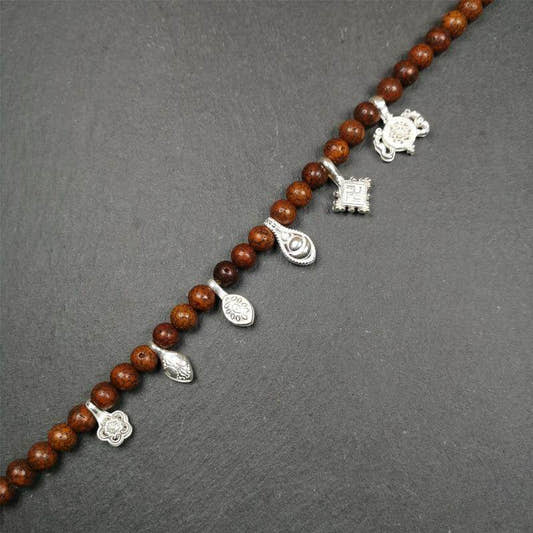 Silver Bead Counter Clips - Tibetan Buddhist art, front view
