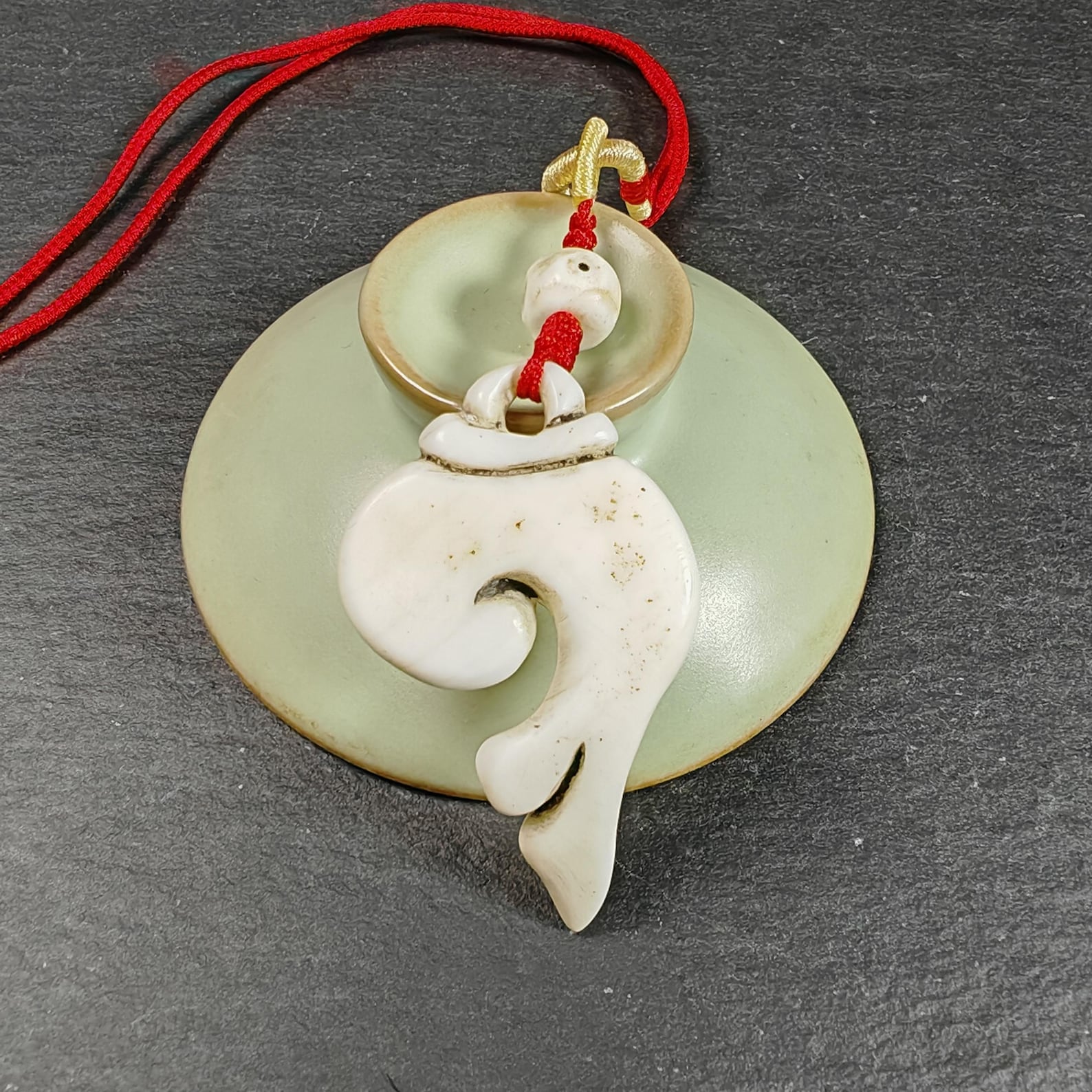 Gandhanra Hand Carved Tibetan Conch Shell Amulet,Shankha,Conch Pendant for Mala,Prayer Beads,Necklace