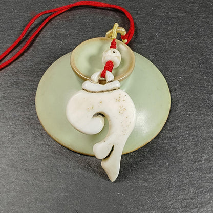 Gandhanra Hand Carved Tibetan Conch Shell Amulet,Shankha,Conch Pendant for Mala,Prayer Beads,Necklace