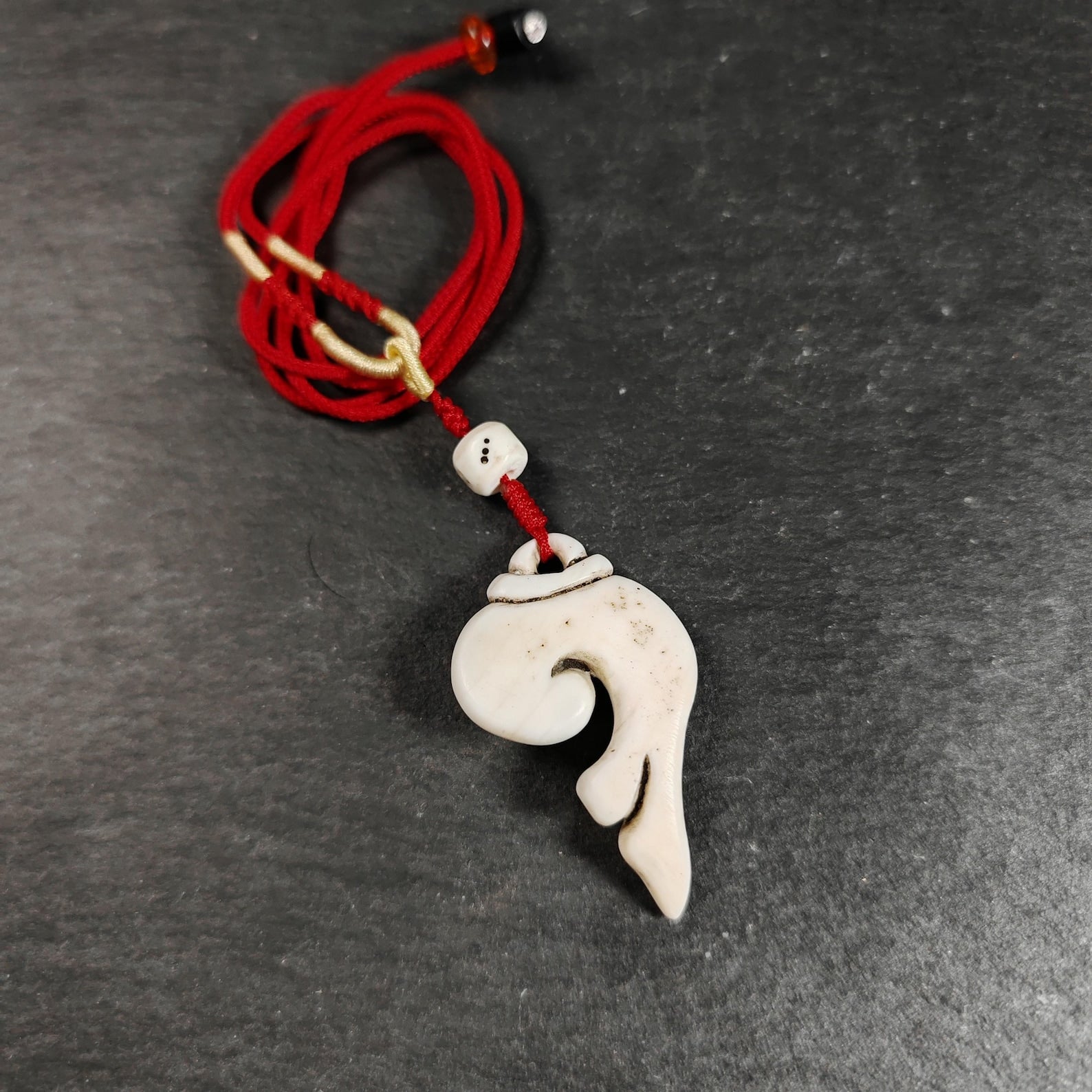 Gandhanra Hand Carved Tibetan Conch Shell Amulet,Shankha,Conch Pendant for Mala,Prayer Beads,Necklace