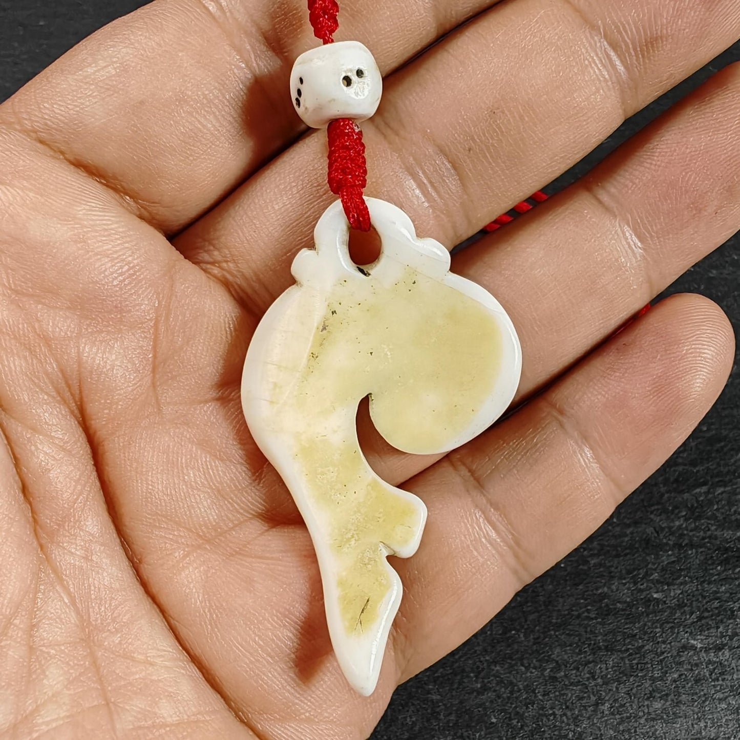 Gandhanra Hand Carved Tibetan Conch Shell Amulet,Shankha,Conch Pendant for Mala,Prayer Beads,Necklace
