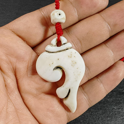 Gandhanra Hand Carved Tibetan Conch Shell Amulet,Shankha,Conch Pendant for Mala,Prayer Beads,Necklace