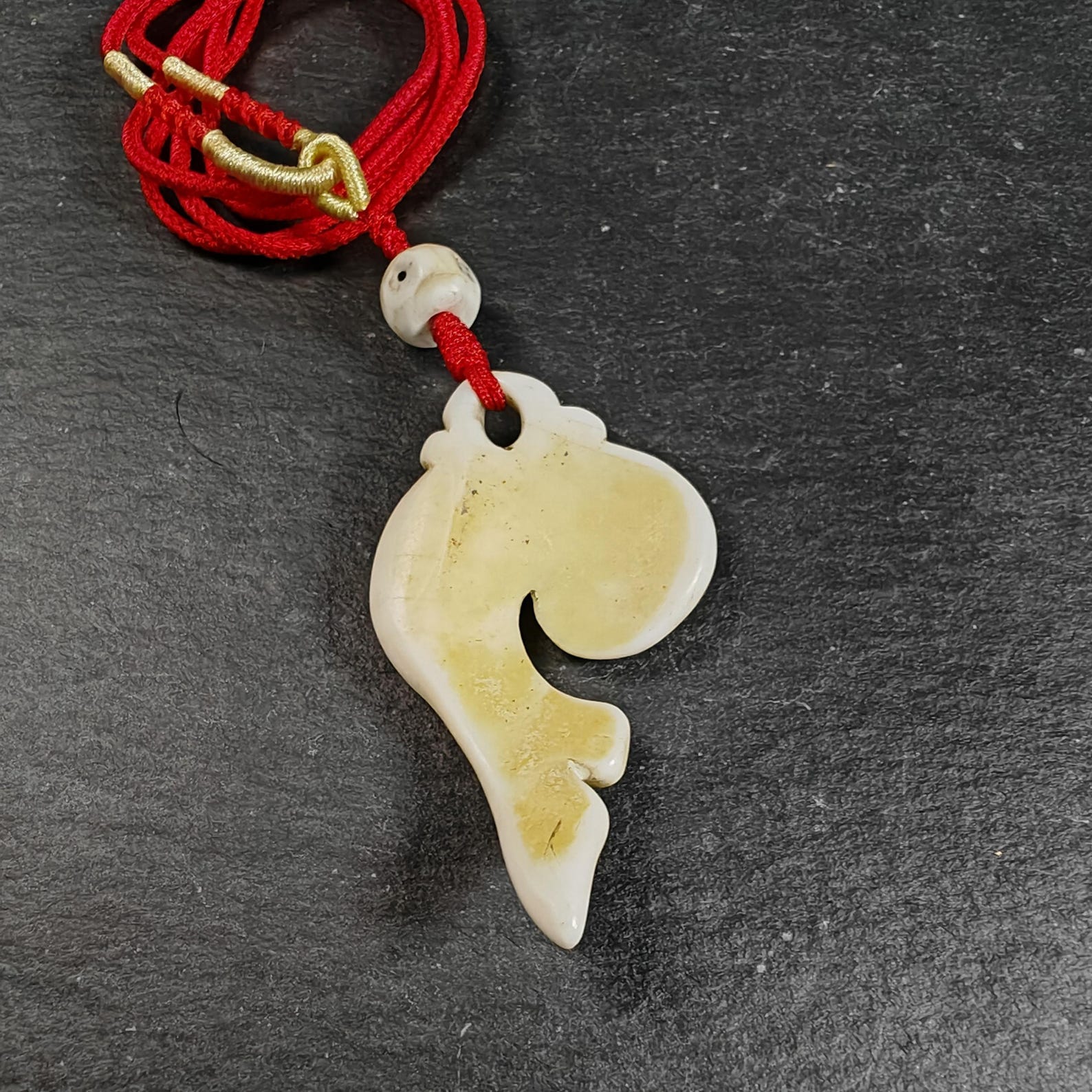 Gandhanra Hand Carved Tibetan Conch Shell Amulet,Shankha,Conch Pendant for Mala,Prayer Beads,Necklace