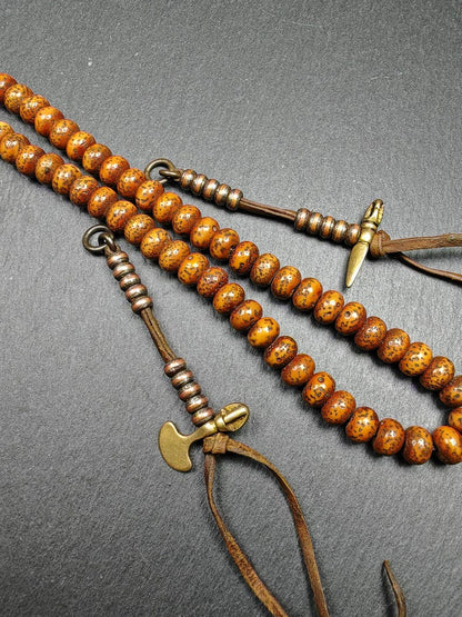 Gandhanra Handmade Tibetan Prayer Bead Counters: Cold Iron Inlaid Lima Brass Mala Accessories