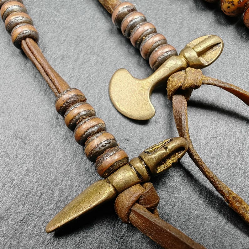 Gandhanra Handmade Tibetan Prayer Bead Counters: Cold Iron Inlaid Lima Brass Mala Accessories