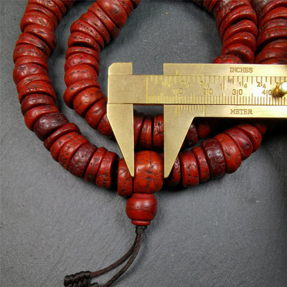 This bodhi bead mala is made by Tibetan craftsmen.  108 bodhi beads approximately 14mm / 0.55 inches,Mala'perimeter is about 44cm,17.3 inches. Each retaining the eye of the bodhi bead,very unique and elegant.