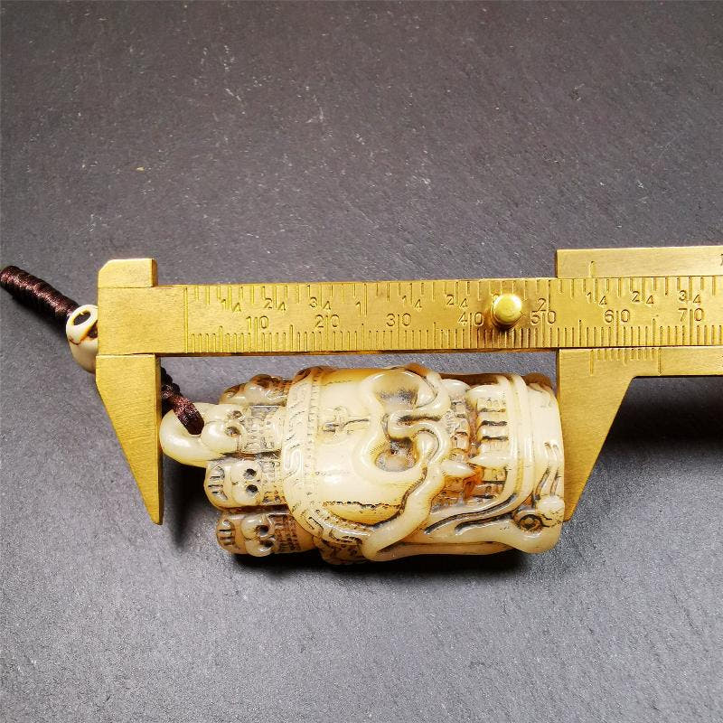 Skull Sitavana Amulet - 2.24" - Tibetan Buddhist amulet, size reference