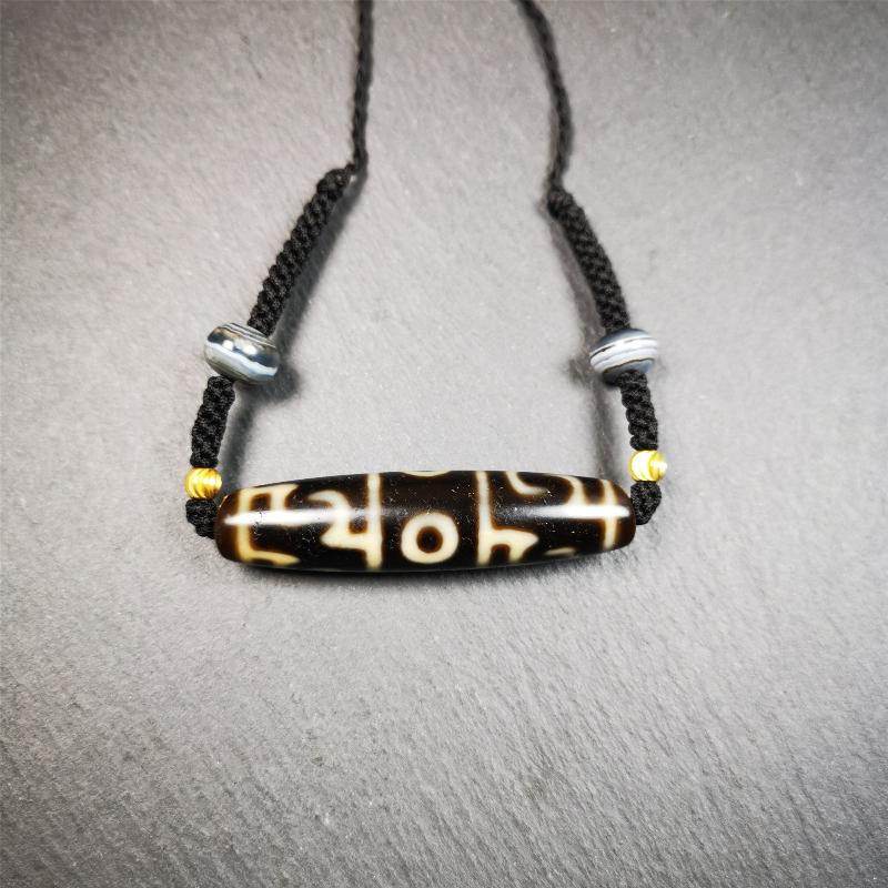 Guru Rinpoche's Ritual Paraphernalia Dzi Bead Necklace - Tibetan Buddhist bead necklace, view 6