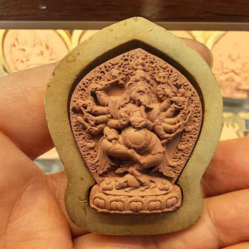 Ganesa / Tshogs Bdag Tsa Tsa Mold - 4.5cm Height - Tibetan tsa tsa mold, front view