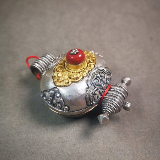 Gau Ghau Shrine, Chiseled Mini Tibetan Buddhist Altar Amulet Pendant