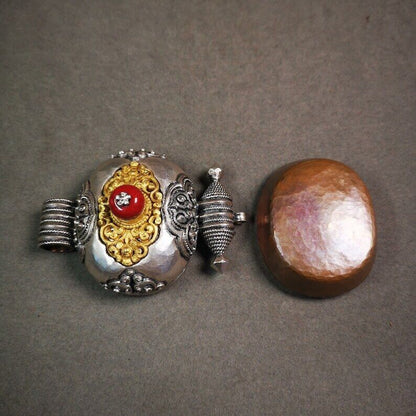 Gau Ghau Shrine, Chiseled Mini Tibetan Buddhist Altar Amulet Pendant