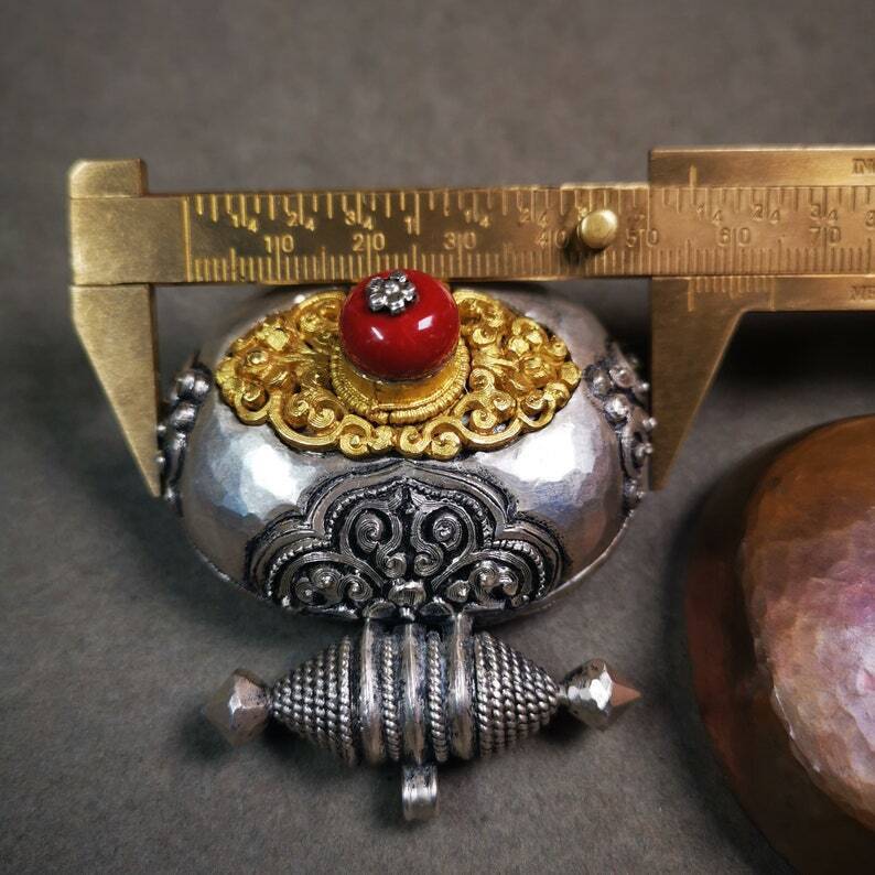 Gau Ghau Shrine, Chiseled Mini Tibetan Buddhist Altar Amulet Pendant