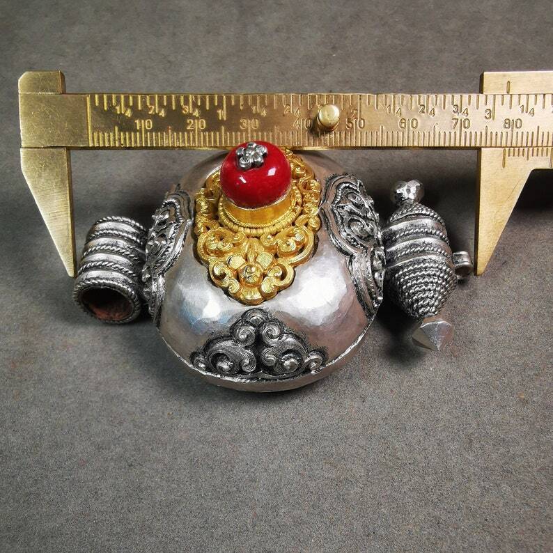 Gau Ghau Shrine, Chiseled Mini Tibetan Buddhist Altar Amulet Pendant