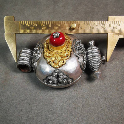 Gau Ghau Shrine, Chiseled Mini Tibetan Buddhist Altar Amulet Pendant