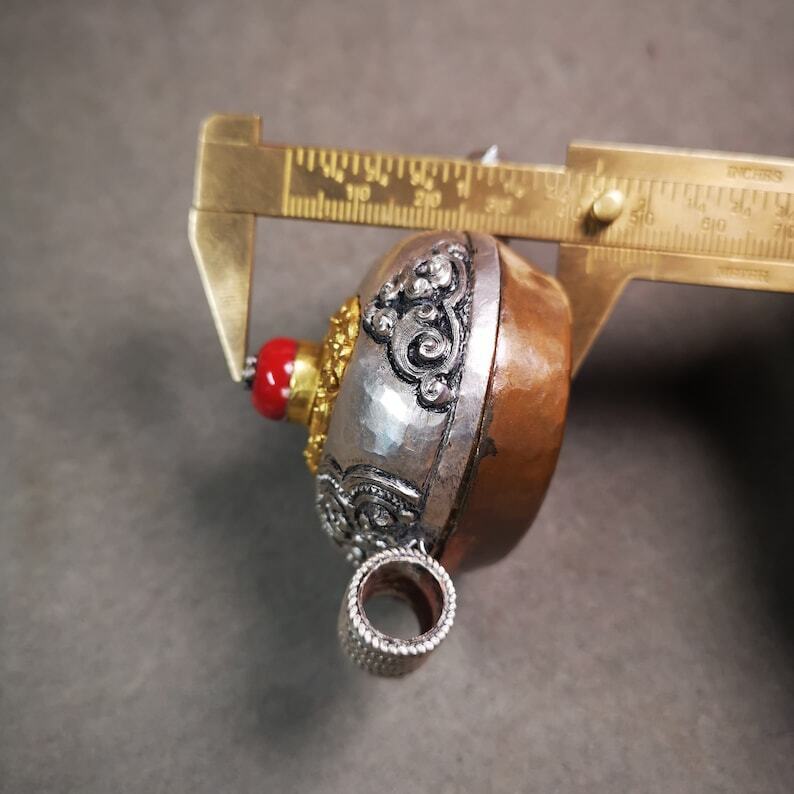 Gau Ghau Shrine, Chiseled Mini Tibetan Buddhist Altar Amulet Pendant