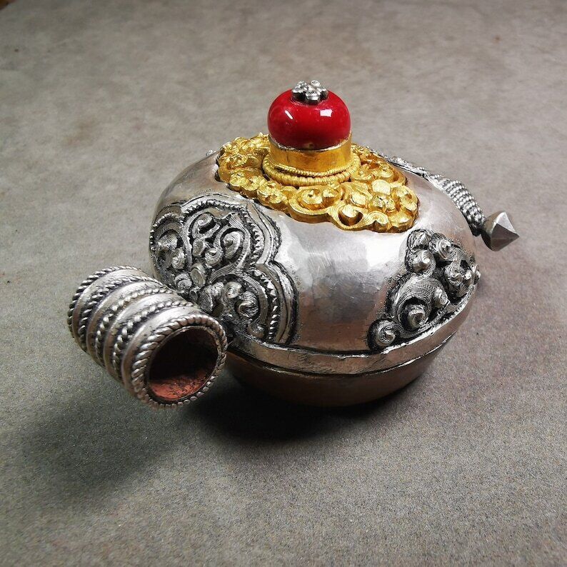 Gau Ghau Shrine, Chiseled Mini Tibetan Buddhist Altar Amulet Pendant