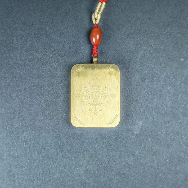 Hand-Painted Akashagarbha Locket Thangka - Tibetan Gau Box Amulet - Tibetan thangka painting, view 5