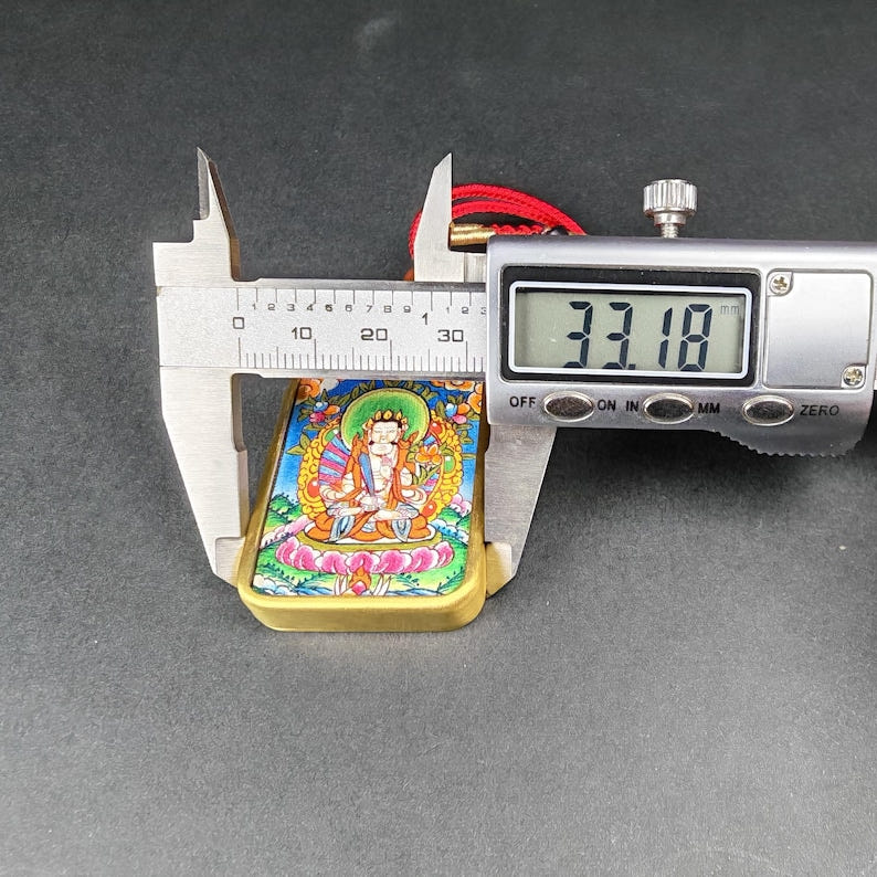 Hand-Painted Akashagarbha Locket Thangka - Tibetan Gau Box Amulet - Tibetan thangka painting, view 9