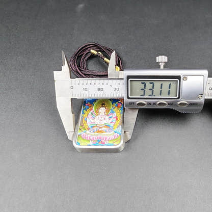 Hand-Painted Chenrezig Locket Thangka - Tibetan Gau Box Amulet - Tibetan thangka painting, view 9
