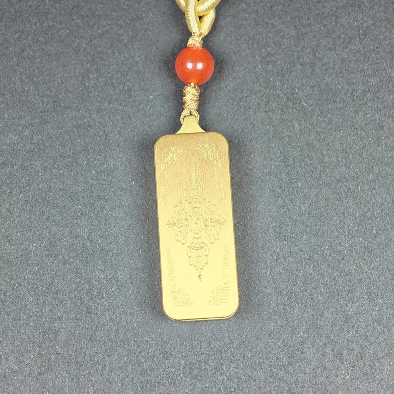 Hand-Painted Green Tara's Seed Syllable Tam Locket - Tibetan Gau Amulet- Stainless Steel Necklace - Spiritual Gift