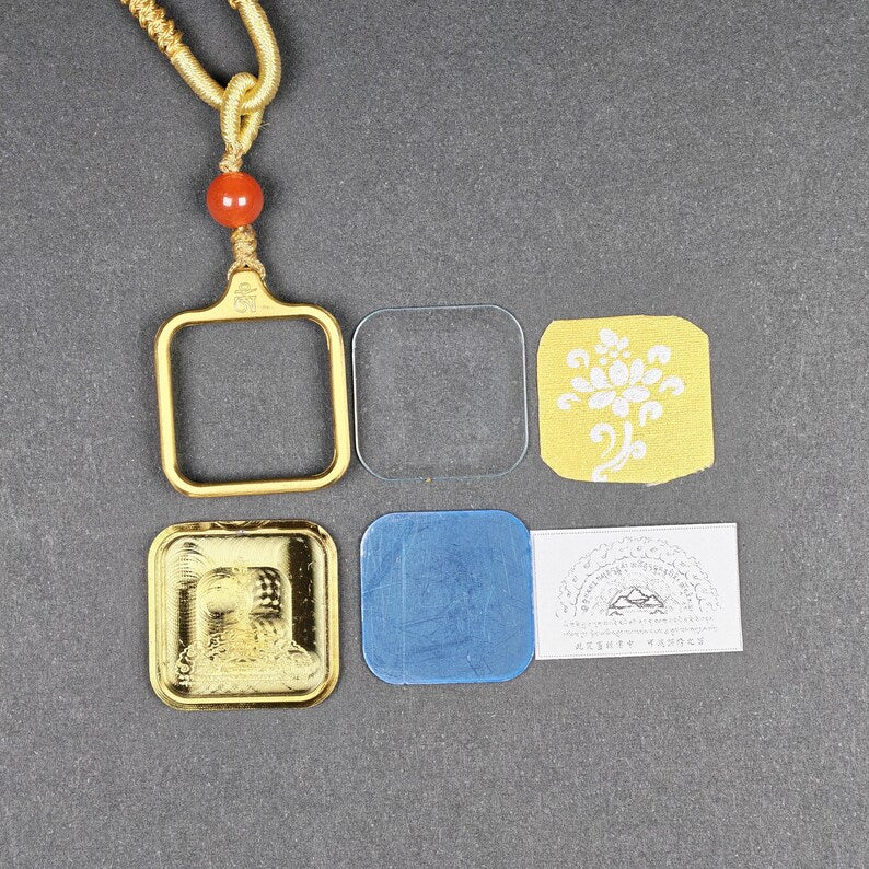 Hand-Painted Lotus Locket Necklace – Tibetan Gau Amulet