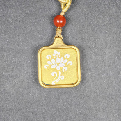 Hand-Painted Lotus Locket Necklace – Tibetan Gau Amulet