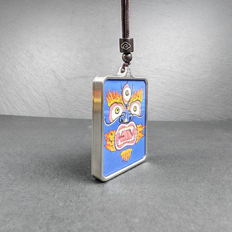 Hand-Painted Mahakala Locket Necklace – Tibetan Gau Amulet