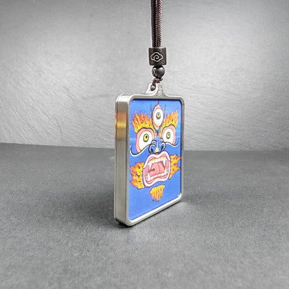 Hand-Painted Mahakala Locket Necklace – Tibetan Gau Amulet