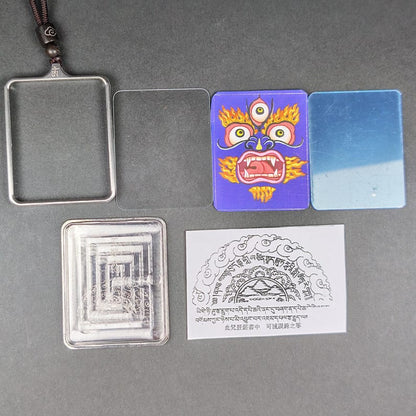 Hand-Painted Mahakala Locket Necklace – Tibetan Gau Amulet